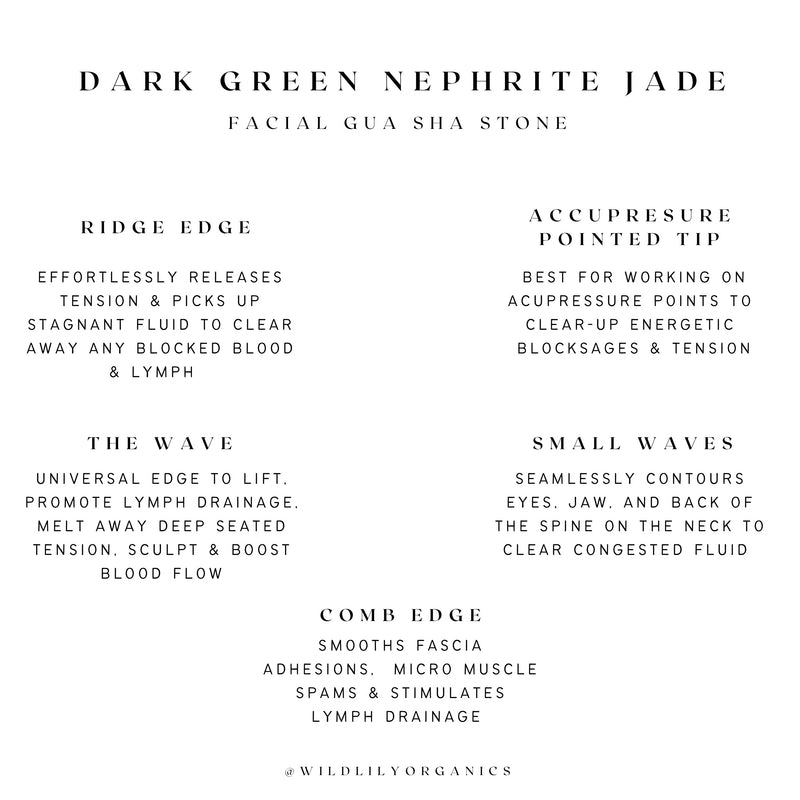 Dark Green Nephrite Jade Gua Sha Stone
